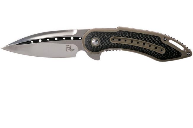 Image for Todd Begg Steelcraft Glimpse, satin fluted blade, tan G10 and CF WKGCF5N