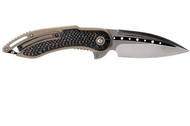 Image for Todd Begg Steelcraft Glimpse, satin fluted blade, tan G10 and CF WKGCF5N