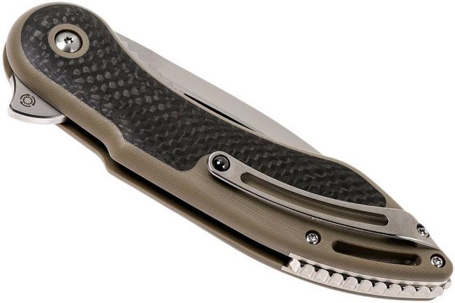 Image for Todd Begg Steelcraft Glimpse, satin fluted blade, tan G10 and CF WKGCF5N