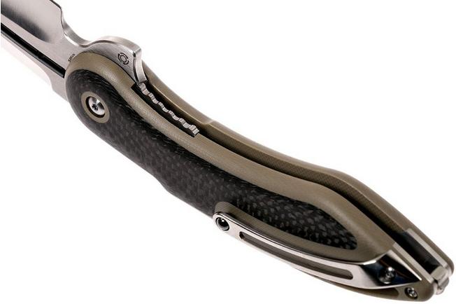 Image for Todd Begg Steelcraft Glimpse, satin fluted blade, tan G10 and CF WKGCF5N