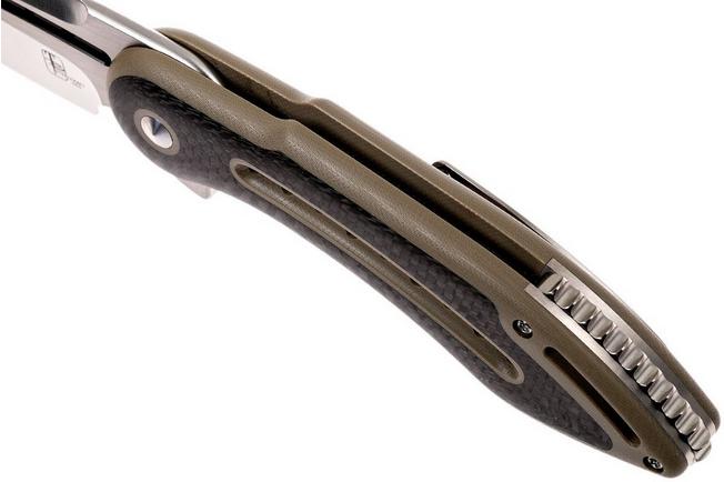 Image for Todd Begg Steelcraft Glimpse, satin fluted blade, tan G10 and CF WKGCF5N