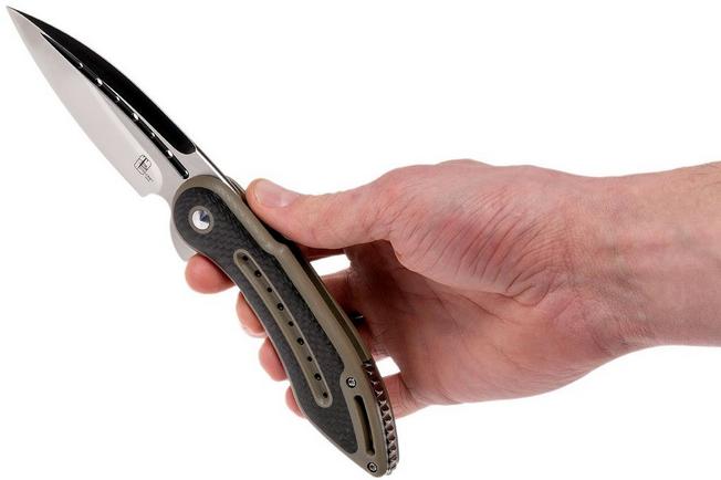 Image for Todd Begg Steelcraft Glimpse, satin fluted blade, tan G10 and CF WKGCF5N