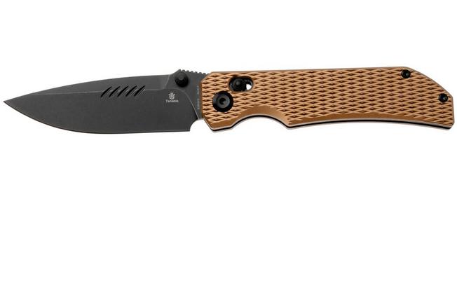 Afbeelding voor Tenable Knives Eaglestrike B1095V5 Blackwashed Nitro-V, Bronze Anodized Aluminium, zakmes, James Lowe design
