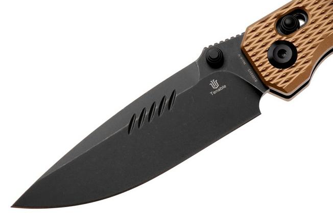 Afbeelding voor Tenable Knives Eaglestrike B1095V5 Blackwashed Nitro-V, Bronze Anodized Aluminium, zakmes, James Lowe design