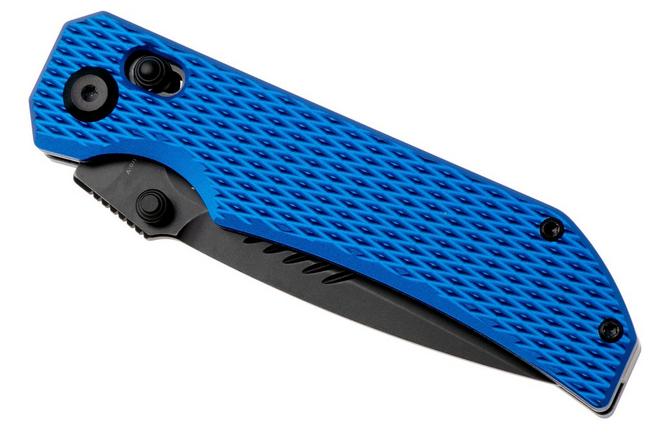 Afbeelding voor Tenable Knives Eaglestrike B1095V6 Blackwashed Nitro-V, Blue Anodized Aluminium, zakmes, James Lowe design