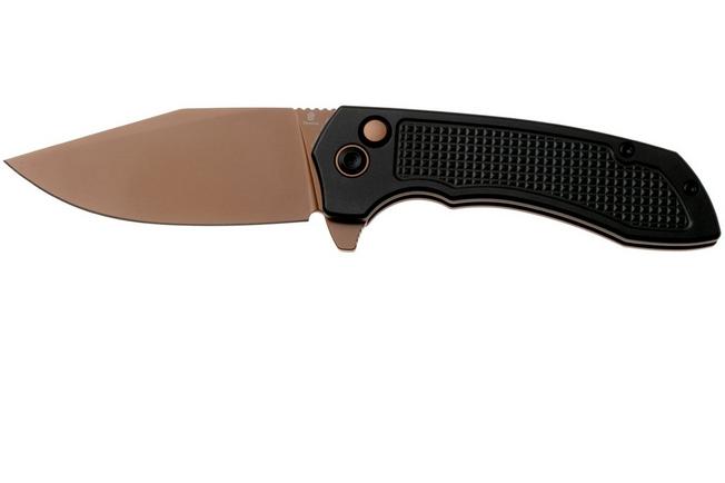 Afbeelding voor Tenable Knives Entity B1036F1 Rose Gold 14C28N, Black Aluminium, zakmes, Nalu Boersma design
