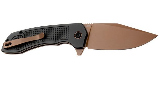 Afbeelding voor Tenable Knives Entity B1036F1 Rose Gold 14C28N, Black Aluminium, zakmes, Nalu Boersma design
