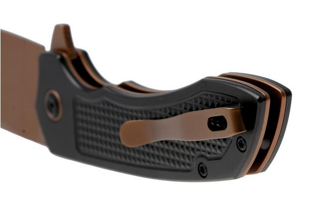 Afbeelding voor Tenable Knives Entity B1036F1 Rose Gold 14C28N, Black Aluminium, zakmes, Nalu Boersma design