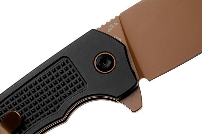 Afbeelding voor Tenable Knives Entity B1036F1 Rose Gold 14C28N, Black Aluminium, zakmes, Nalu Boersma design