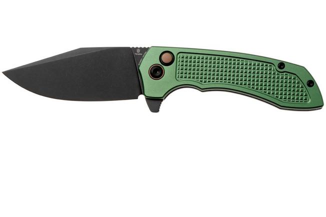 Afbeelding voor Tenable Knives Entity B1036F2 Blackwashed 14C28N, Dark Green Aluminium, zakmes, Nalu Boersma design
