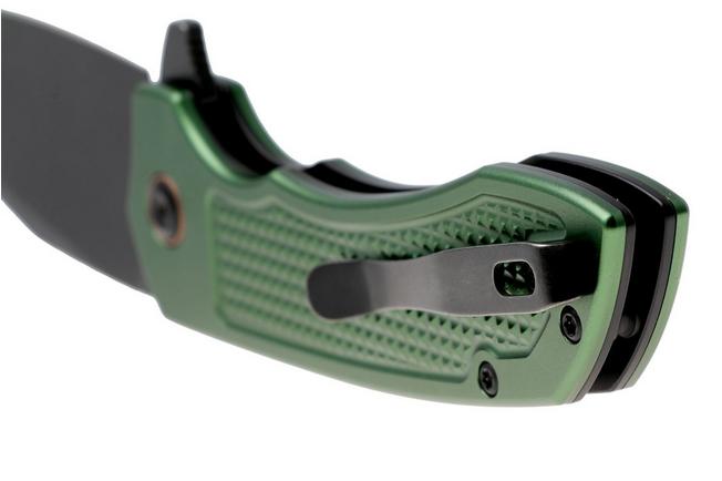 Afbeelding voor Tenable Knives Entity B1036F2 Blackwashed 14C28N, Dark Green Aluminium, zakmes, Nalu Boersma design