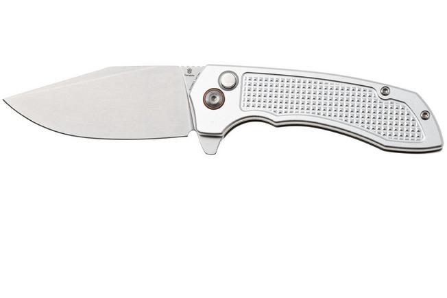 Afbeelding voor Tenable Knives Entity B1036F3 Stonewashed 14C28N, Silver Aluminium, zakmes, Nalu Boersma design