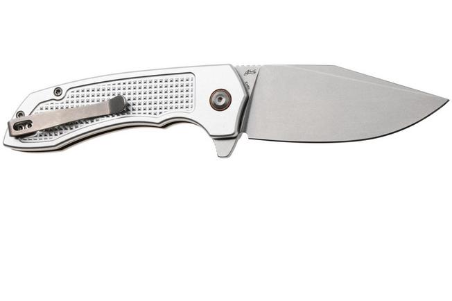 Afbeelding voor Tenable Knives Entity B1036F3 Stonewashed 14C28N, Silver Aluminium, zakmes, Nalu Boersma design