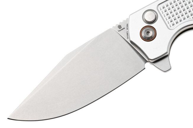 Afbeelding voor Tenable Knives Entity B1036F3 Stonewashed 14C28N, Silver Aluminium, zakmes, Nalu Boersma design