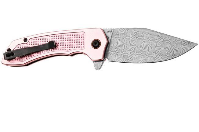 Afbeelding voor Tenable Knives Entity B1036F4 Water Ripple Damascus, Rose Gold Aluminium, zakmes, Nalu Boersma design