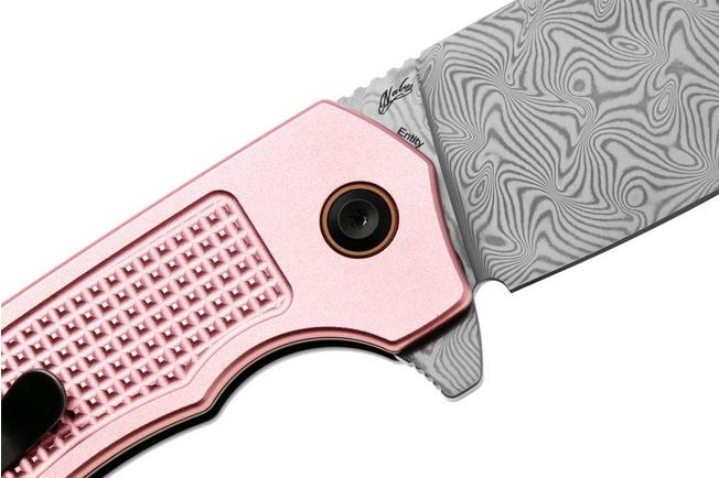 Afbeelding voor Tenable Knives Entity B1036F4 Water Ripple Damascus, Rose Gold Aluminium, zakmes, Nalu Boersma design