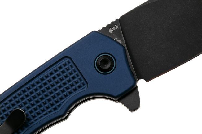 Afbeelding voor Tenable Knives Entity B1036F5 Blackwashed 14C28N, Blue Aluminium, zakmes, Nalu Boersma design