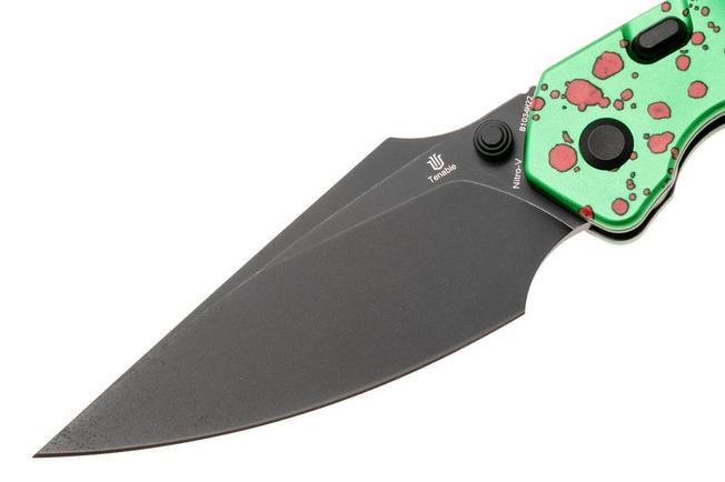 Afbeelding voor Tenable Knives Fenrir B1034H22 Blackwashed Nitro-V, Green Aluminium Zombie Blood, zakmes