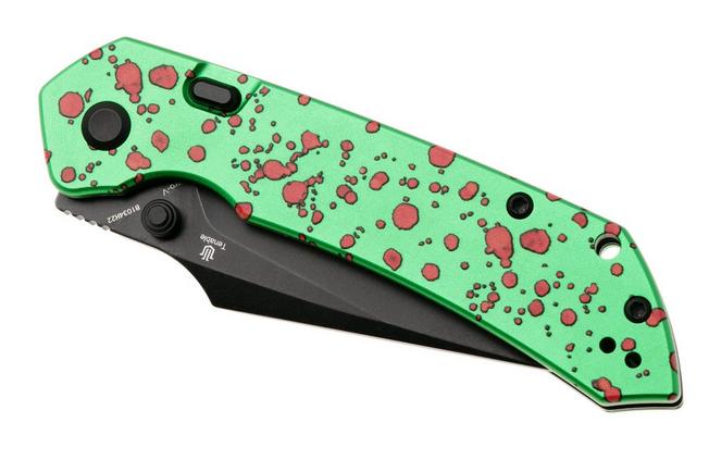 Afbeelding voor Tenable Knives Fenrir B1034H22 Blackwashed Nitro-V, Green Aluminium Zombie Blood, zakmes