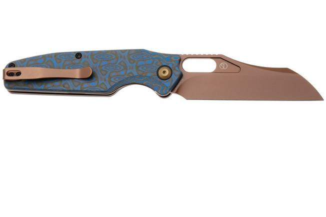 Afbeelding voor Tenable Knives Tuckamore B1052A3 Rose Gold Nitro-V, Blue Yellow Vortex Micarta, zakmes, Jonathan Styles design
