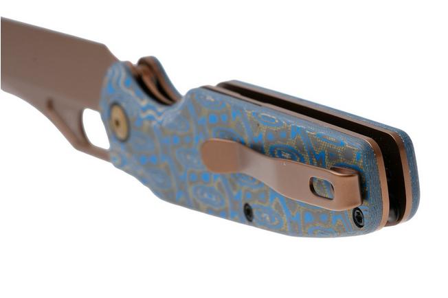 Afbeelding voor Tenable Knives Tuckamore B1052A3 Rose Gold Nitro-V, Blue Yellow Vortex Micarta, zakmes, Jonathan Styles design