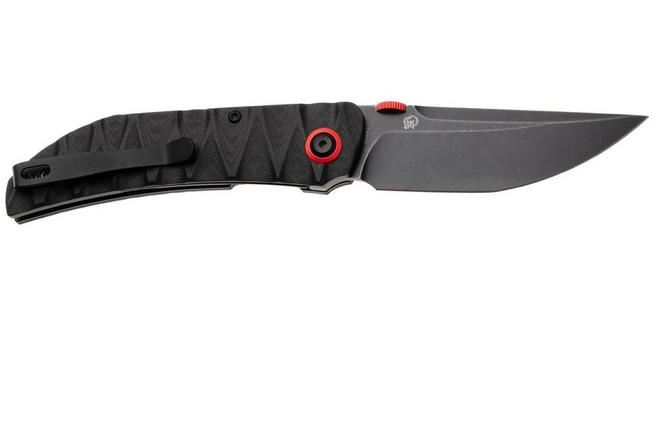 Afbeelding voor Tenable Knives Tarkin B1078A3 Blackwashed Nitro-V, Black G10, Faceted Wave Texture, zakmes, Matthew Christensen design