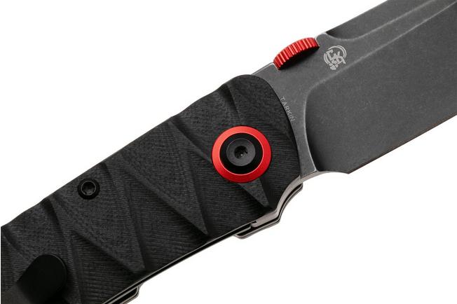 Afbeelding voor Tenable Knives Tarkin B1078A3 Blackwashed Nitro-V, Black G10, Faceted Wave Texture, zakmes, Matthew Christensen design