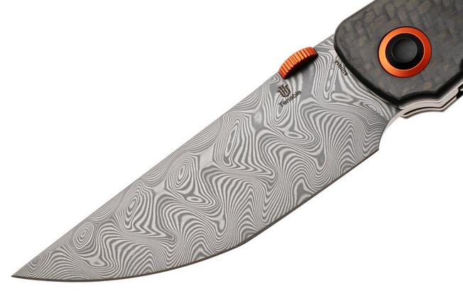 Afbeelding voor Tenable Knives Tarkin B1078A4 Water Ripple Damascus, Twill Carbon G10, zakmes, Matthew Christensen design