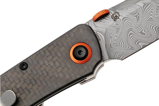Afbeelding voor Tenable Knives Tarkin B1078A4 Water Ripple Damascus, Twill Carbon G10, zakmes, Matthew Christensen design