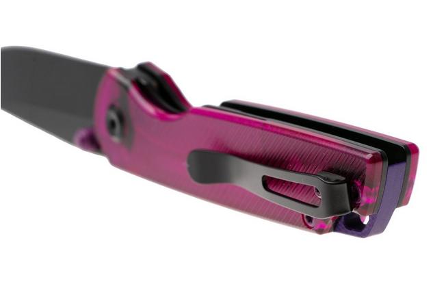 Afbeelding voor Tenable Knives Mini Warrior B2005A2 Blackwashed Nitro-V, Purple Acrylic, zakmes, Kim Ning design