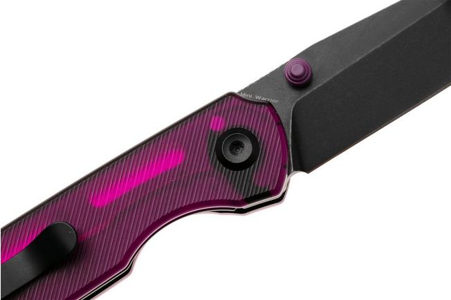 Afbeelding voor Tenable Knives Mini Warrior B2005A2 Blackwashed Nitro-V, Purple Acrylic, zakmes, Kim Ning design