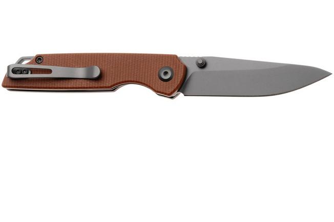 Afbeelding voor Tenable Knives Mini Warrior B2005A3 Gray TiCn Coated Nitro-V, Brown Micarta, zakmes, Kim Ning design