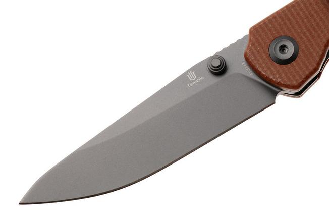 Afbeelding voor Tenable Knives Mini Warrior B2005A3 Gray TiCn Coated Nitro-V, Brown Micarta, zakmes, Kim Ning design