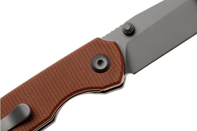 Afbeelding voor Tenable Knives Mini Warrior B2005A3 Gray TiCn Coated Nitro-V, Brown Micarta, zakmes, Kim Ning design
