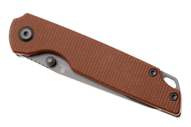 Afbeelding voor Tenable Knives Mini Warrior B2005A3 Gray TiCn Coated Nitro-V, Brown Micarta, zakmes, Kim Ning design