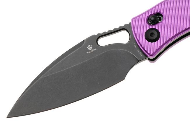 Afbeelding voor Tenable Knives Heron B2124V1 Blackwashed Nitro-V, Purple Aluminum, zakmes, Johan Jordaan design