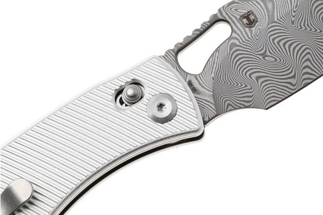 Afbeelding voor Tenable Knives Heron B2124V3 Acid Etch Damast, Aluminium, zakmes, Johan Jordaan design