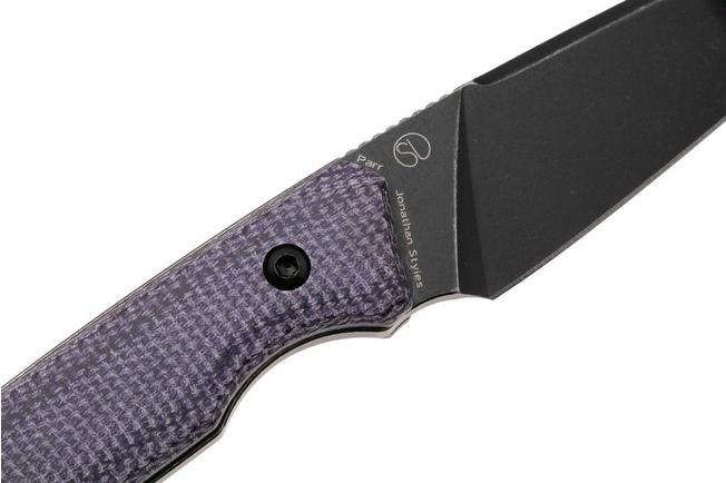 Afbeelding voor Tenable Knives Parr G011B1 Blackwashed 14C28N, Purple Micarta, vaststaand mes, Jonathan Styles design