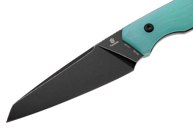 Afbeelding voor Tenable Knives Parr G011B3 Blackwashed 14C28N, Tiffany Blue G10, vaststaand mes Jonathan Styles design