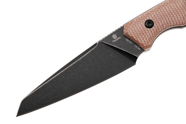Afbeelding voor Tenable Knives Parr G011B4 Blackwashed 14C28N, Brown Micarta, vaststaand mes, Jonathan Styles design