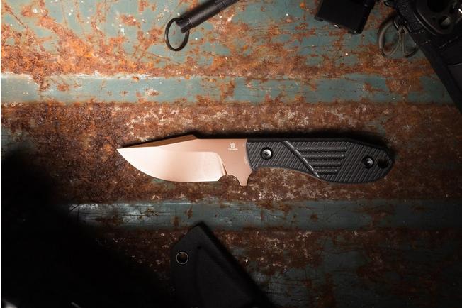 Image for Tenable Knives Tiny Dancer G014A1 Rose Gold Coated D2, Black G10, fixed knife, JB Stout design