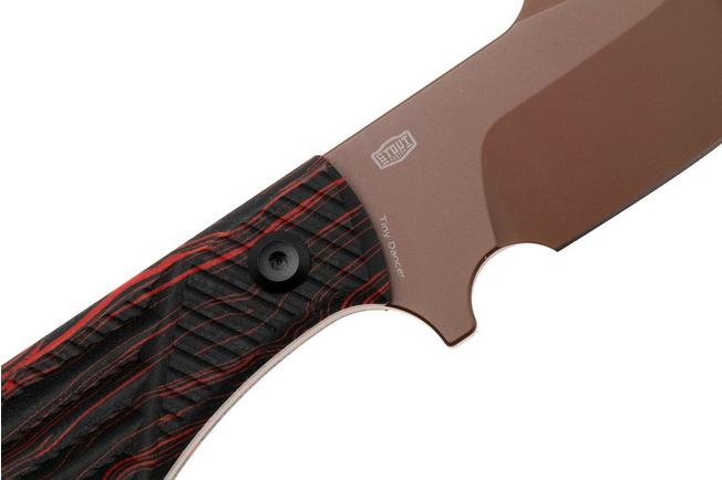 Afbeelding voor Tenable Knives Tiny Dancer G014A2 Rose Gold Coated D2, Black Red G-Mascus, vaststaand mes, JB Stout design