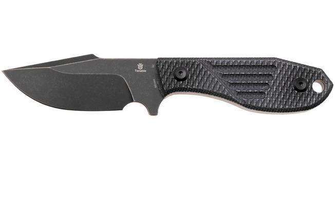 Afbeelding voor Tenable Knives Tiny Dancer G014A4 Blackwashed D2, Black Micarta, vaststaand mes, JB Stout design