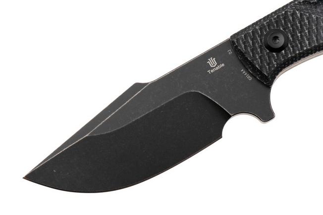 Afbeelding voor Tenable Knives Tiny Dancer G014A4 Blackwashed D2, Black Micarta, vaststaand mes, JB Stout design