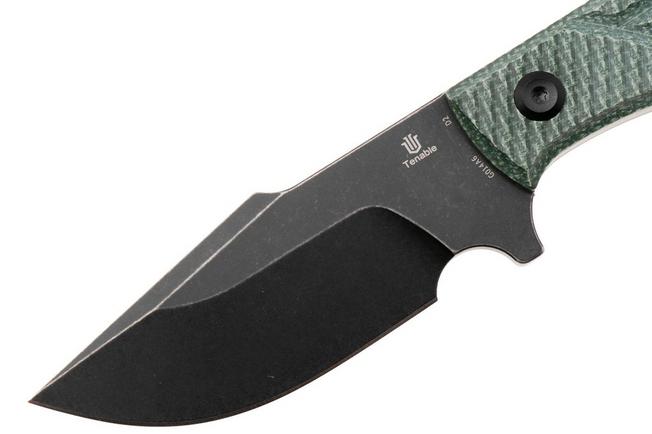 Afbeelding voor Tenable Knives Tiny Dancer G014A6 Blackwashed D2, Green Micarta, vaststaand mes, Jonathan Styles design