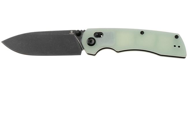 Afbeelding voor Tenable Knives Kryo T1001V4 Blackwashed 14C28N, Natural Jade G10, zakmes, Kim Ning design