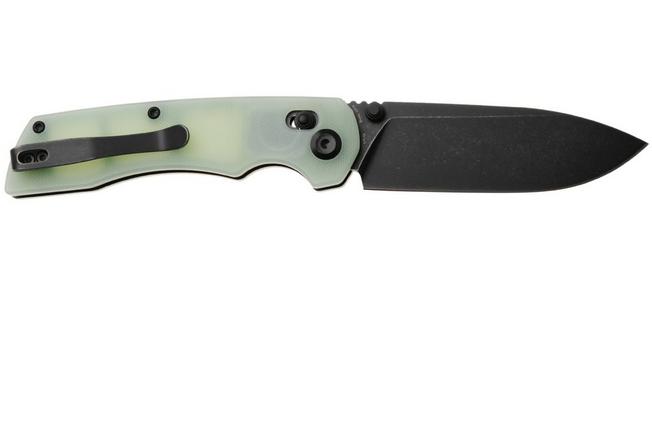 Afbeelding voor Tenable Knives Kryo T1001V4 Blackwashed 14C28N, Natural Jade G10, zakmes, Kim Ning design