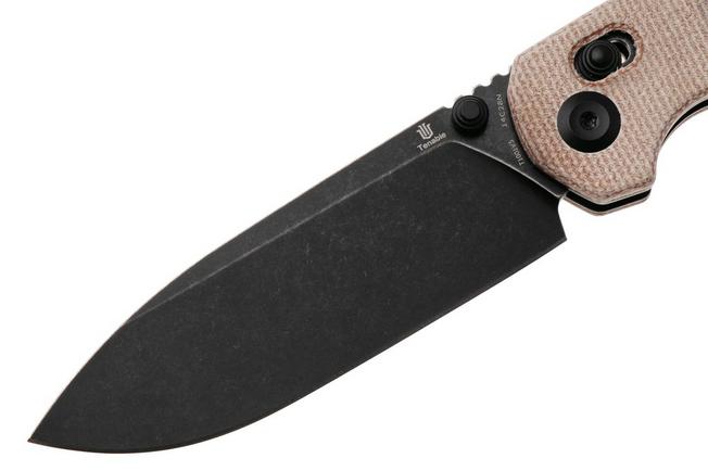 Afbeelding voor Tenable Knives Kryo T1001V5 Blackwashed 14C28N, Brown Micarta, zakmes, Kim Ning design