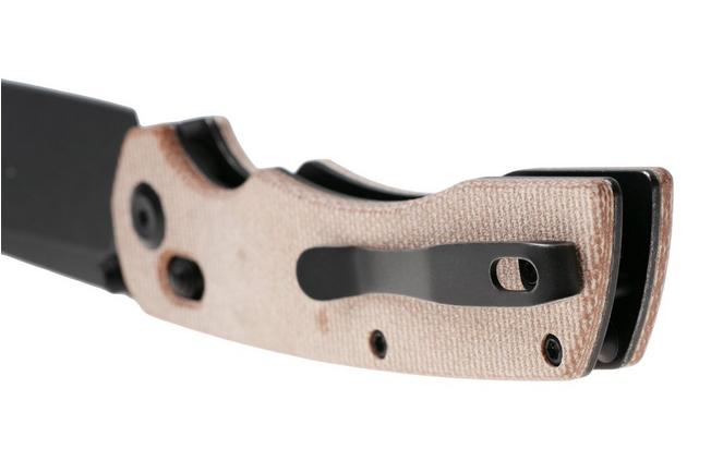 Afbeelding voor Tenable Knives Kryo T1001V5 Blackwashed 14C28N, Brown Micarta, zakmes, Kim Ning design