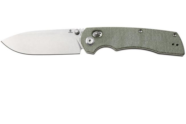 Afbeelding voor Tenable Knives Kryo T1001V6 Stonewashed 14C28N, Green Micarta, zakmes, Kim Ning design